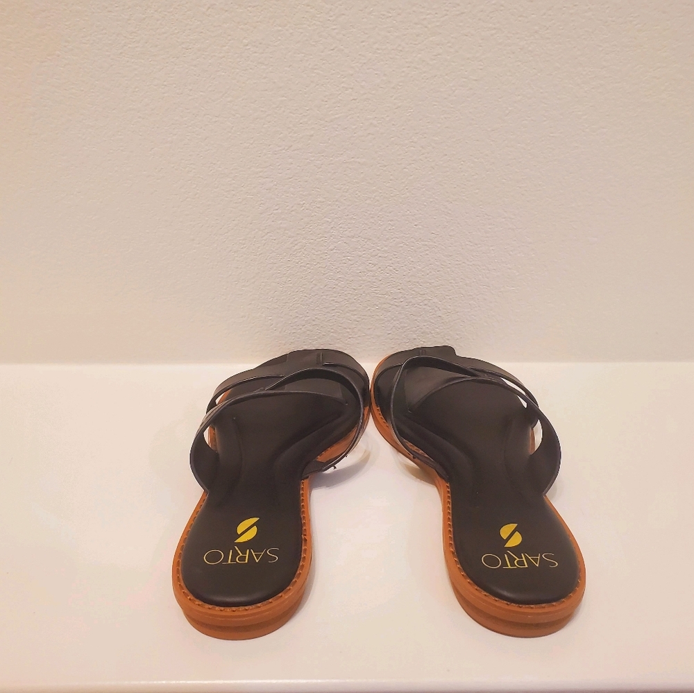 Franco Sarto Womens Black Leather Gretta Slide slip on Sandal NWT - Picture 5 of 12